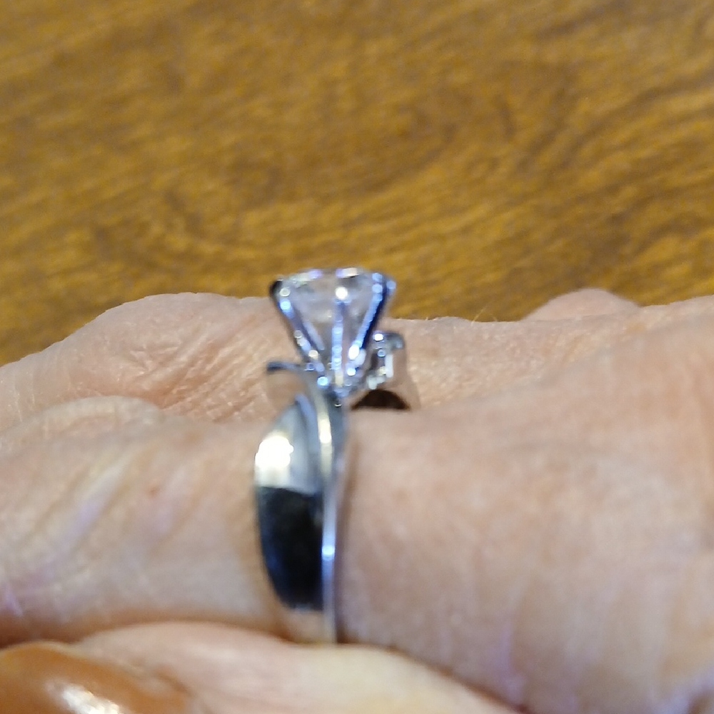 Silver And White Solitaire Ring With Crystal Stone - image 5